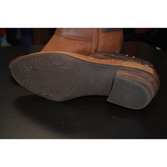 Clarks Spye Comet Brown Leather Ankle Booties Women’s 5.5 / EU 35.5 - Picture 13 of 13